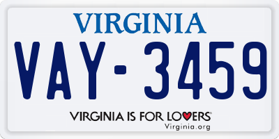 VA license plate VAY3459
