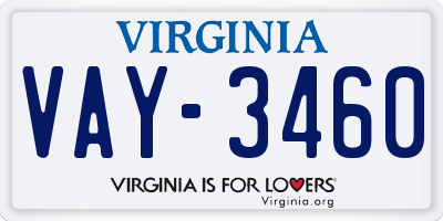 VA license plate VAY3460