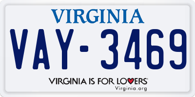 VA license plate VAY3469