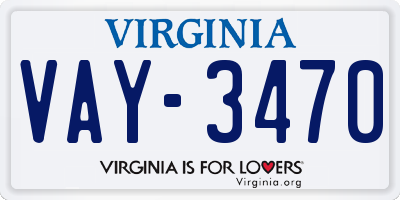 VA license plate VAY3470