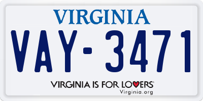 VA license plate VAY3471