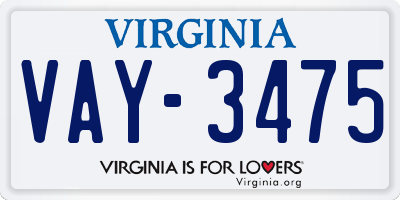 VA license plate VAY3475