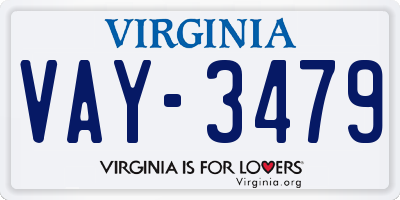 VA license plate VAY3479