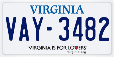 VA license plate VAY3482