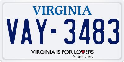 VA license plate VAY3483