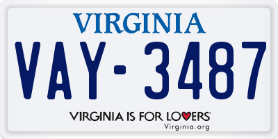 VA license plate VAY3487