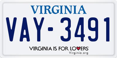 VA license plate VAY3491