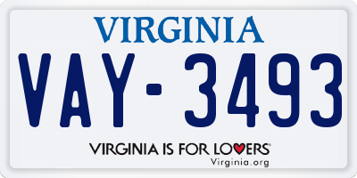 VA license plate VAY3493