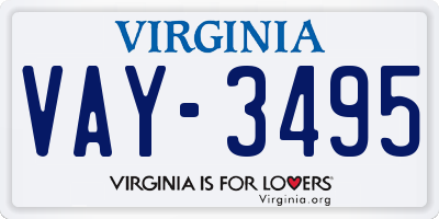VA license plate VAY3495