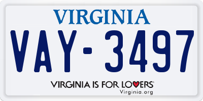 VA license plate VAY3497