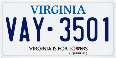 VA license plate VAY3501