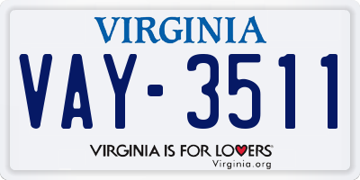 VA license plate VAY3511