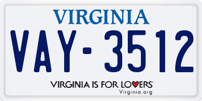 VA license plate VAY3512