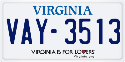VA license plate VAY3513