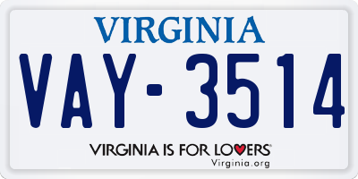 VA license plate VAY3514