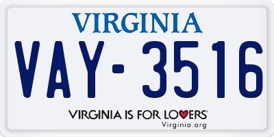 VA license plate VAY3516