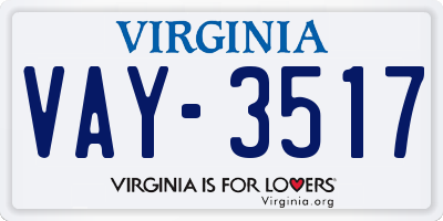 VA license plate VAY3517