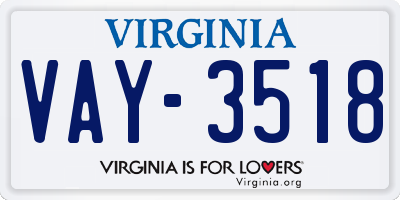 VA license plate VAY3518