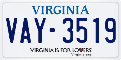 VA license plate VAY3519