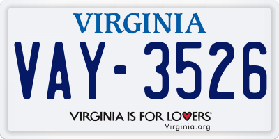 VA license plate VAY3526
