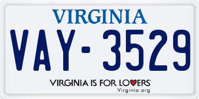 VA license plate VAY3529