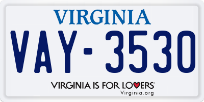 VA license plate VAY3530