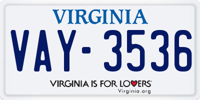 VA license plate VAY3536
