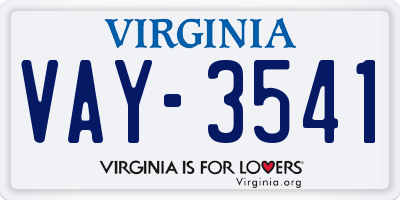 VA license plate VAY3541