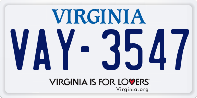VA license plate VAY3547
