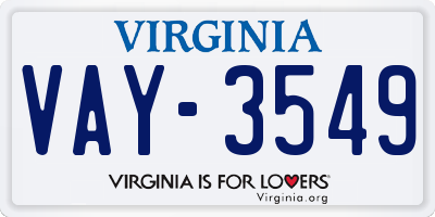 VA license plate VAY3549