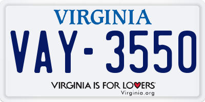 VA license plate VAY3550