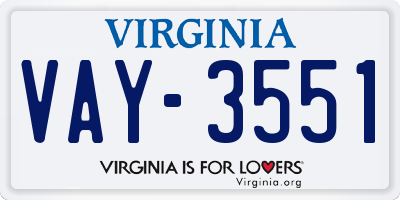 VA license plate VAY3551