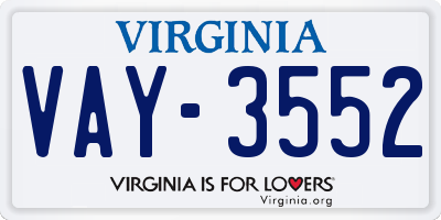 VA license plate VAY3552