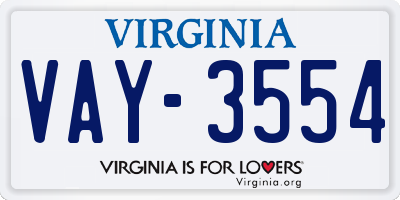 VA license plate VAY3554