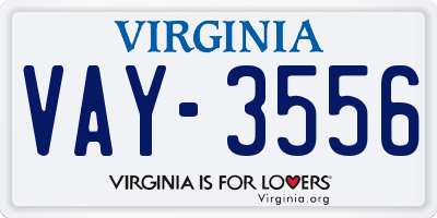 VA license plate VAY3556