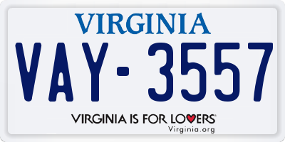 VA license plate VAY3557