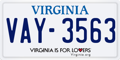 VA license plate VAY3563