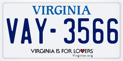 VA license plate VAY3566