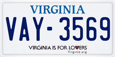 VA license plate VAY3569
