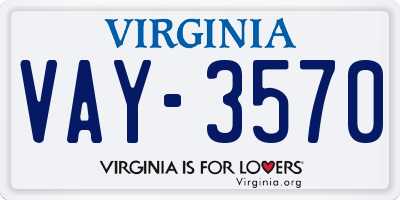 VA license plate VAY3570