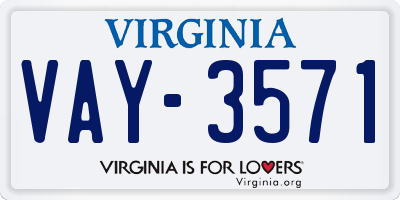 VA license plate VAY3571