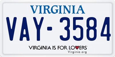 VA license plate VAY3584