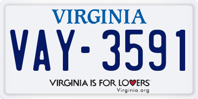 VA license plate VAY3591