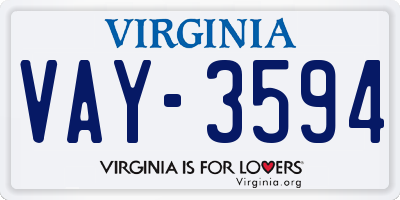 VA license plate VAY3594