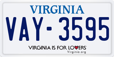 VA license plate VAY3595