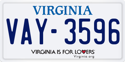 VA license plate VAY3596