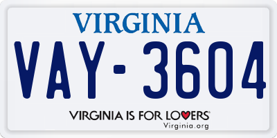 VA license plate VAY3604
