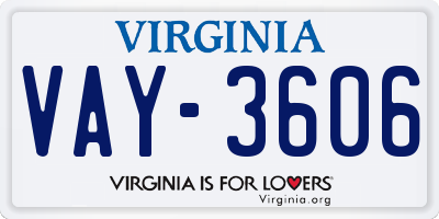 VA license plate VAY3606