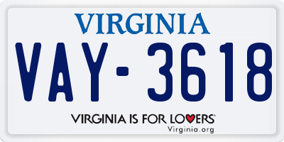 VA license plate VAY3618