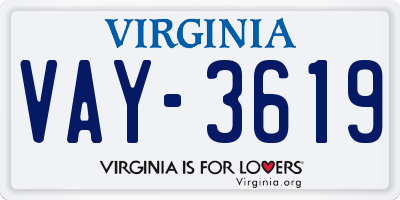 VA license plate VAY3619